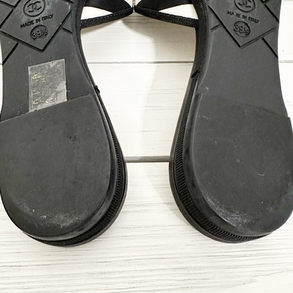 Chanel CC Logo Stripe Black and White Mules Slip On Sandals 39.5 - Picture 6 of 13